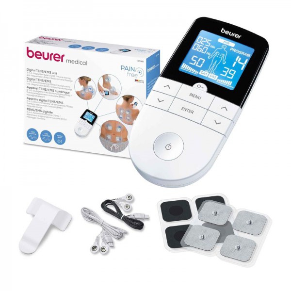 Eletroestimulador digital Beurer EM-49 (TENS e EMS): Ideal para o alívio da dor, o fortalecimiento muscular e a relaxação mediante massagem Eletroestimulador digital Beurer EM-49 (TENS e EMS): Ideal para o alívio da dor, o fortalecimiento muscular e a relaxação mediante massagem